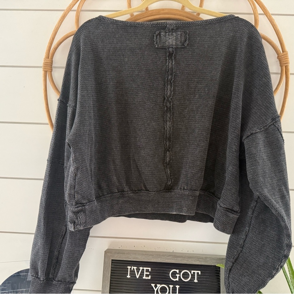 Free People cropped thermal in washed black size S - Picture 11 of 11